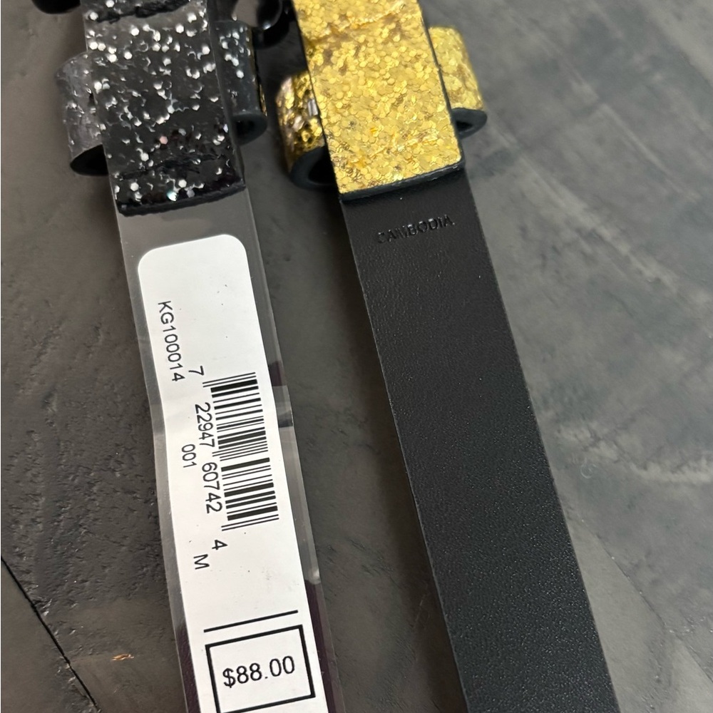 Kurt Geiger Glittery Black and Gold Belts - Picture 4 of 9